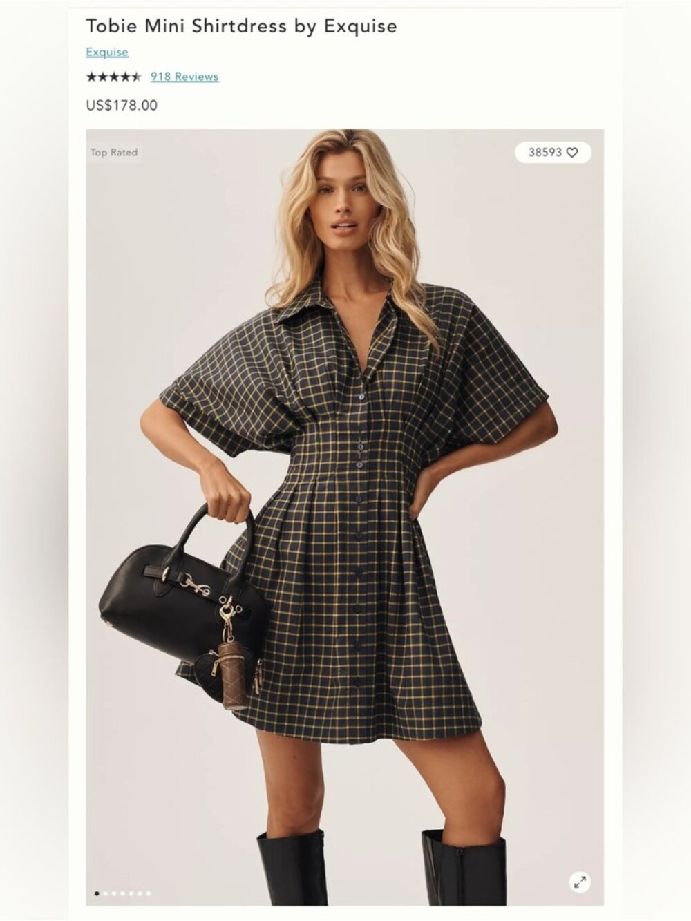NWT Size LP - Tobie Mini Shirtdress by Exquise w Pockets Cotton Blend (US$ 178)